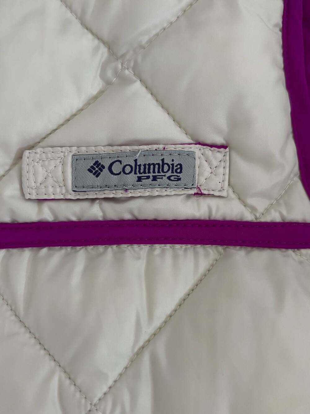 Columbia PFG Reel Relaxed Quilted Vest White Purple Size S - Picture 2 of 7